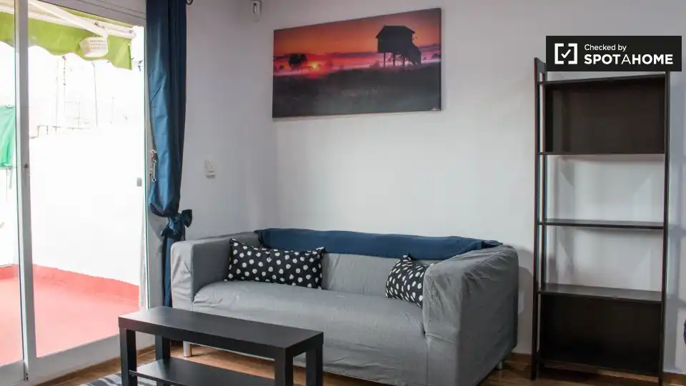 Sala de estar de Piso de alquiler en Barcelona con Aire acondicionado, Calefacción y Amueblado