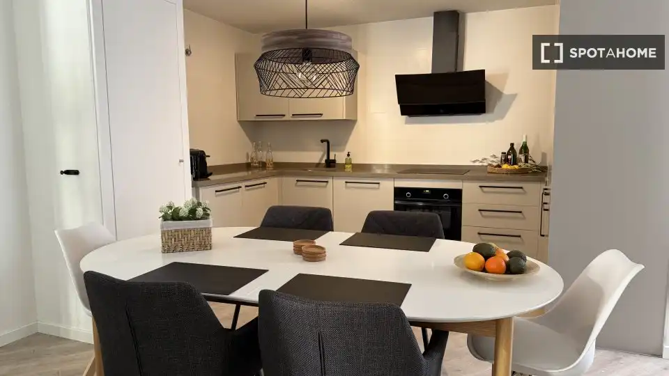 Cuina de Apartament per a compartir en Málaga amb Aire condicionat, Terrassa i Moblat