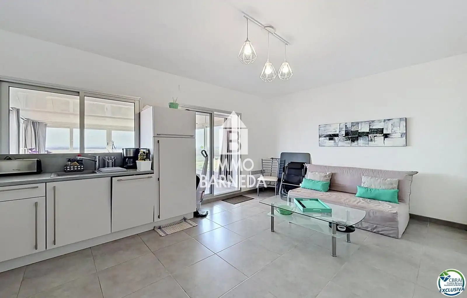 Living room of Flat for sale in Roses  with Heating, Terrace and Swimming Pool