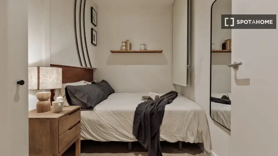 Schlafzimmer von Wohnungen zur untervermieten in Barcelona mit Klimaanlage, Terrasse und Möbliert