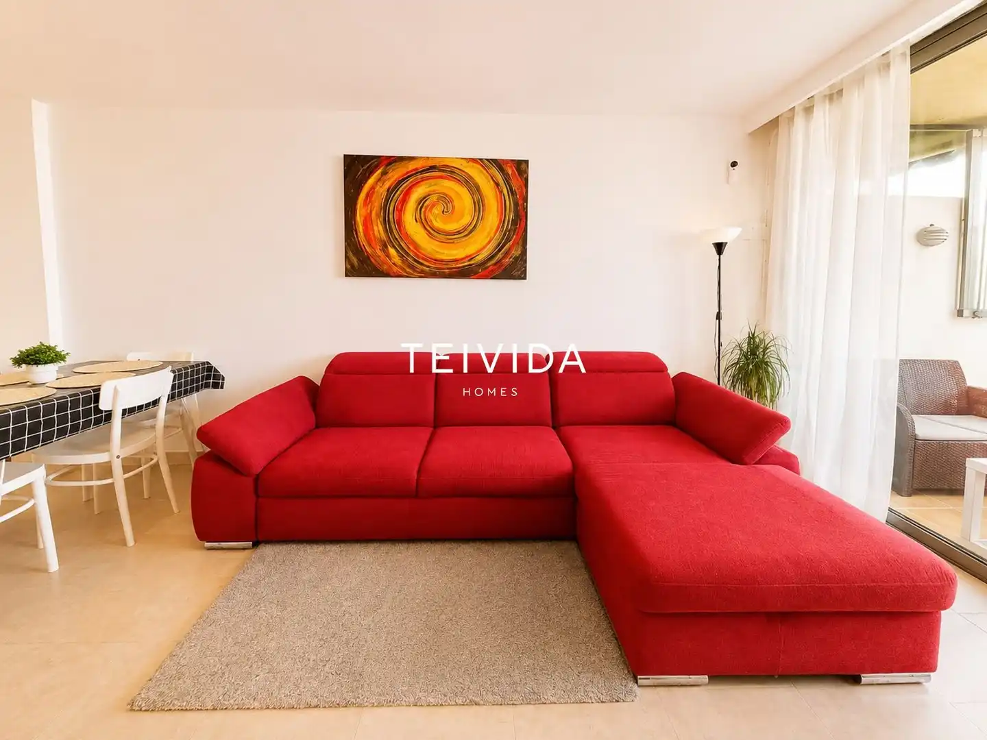 Wohnzimmer von Dachboden zur Miete in Arona mit Terrasse, Schwimmbad und Möbliert