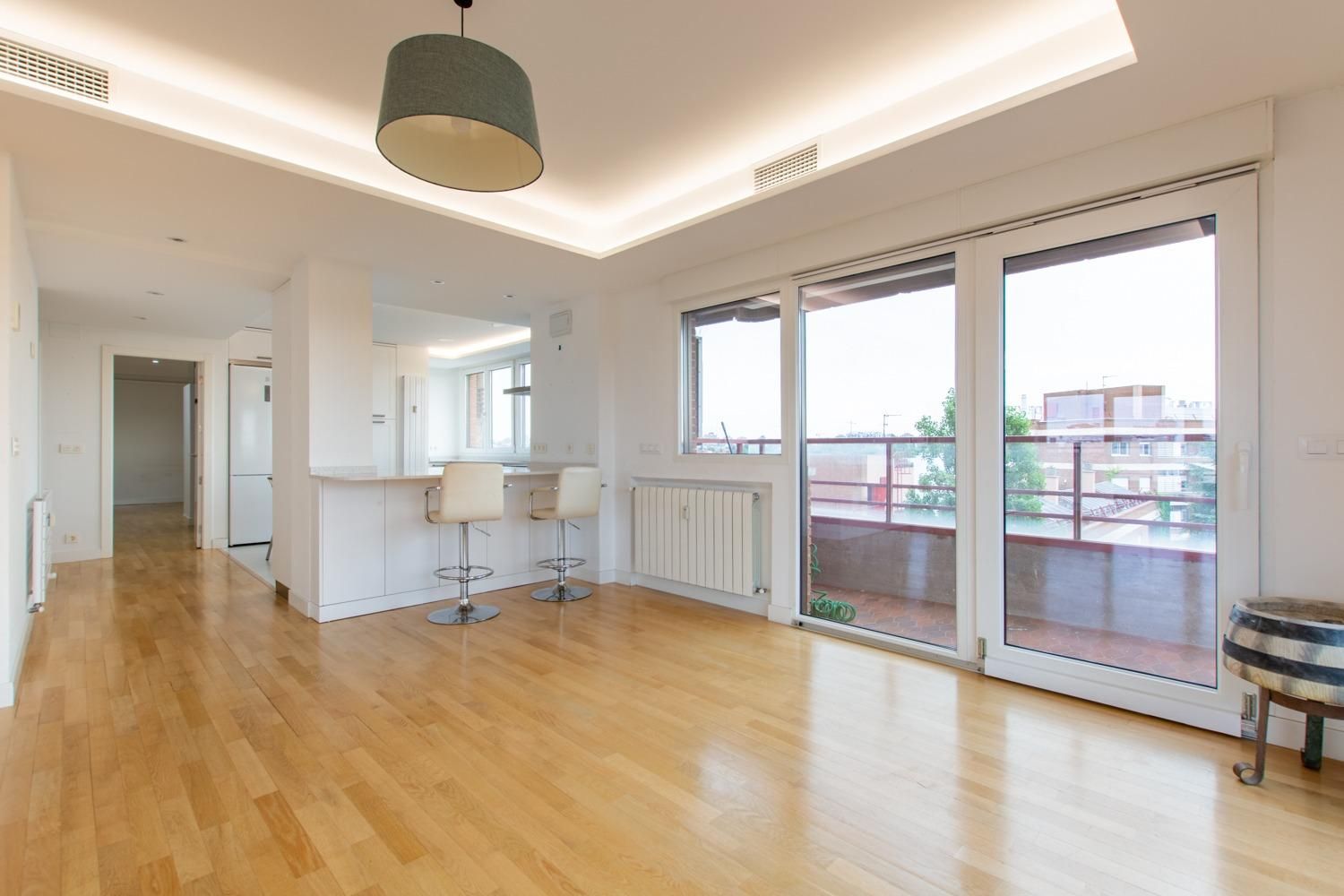 Living room of Flat to rent in  Madrid Capital  with Private garden, Parquet flooring and Terrace