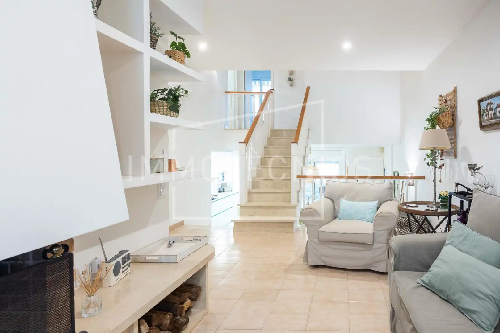 Wohnzimmer von Maisonette zum Verkauf in Caldes d'Estrac mit Klimaanlage, Heizung und Privatgarten