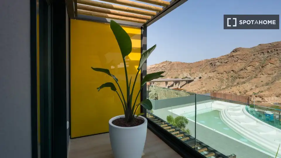 Terrasse von Wohnungen zur untervermieten in Mogán mit Klimaanlage, Heizung und Terrasse
