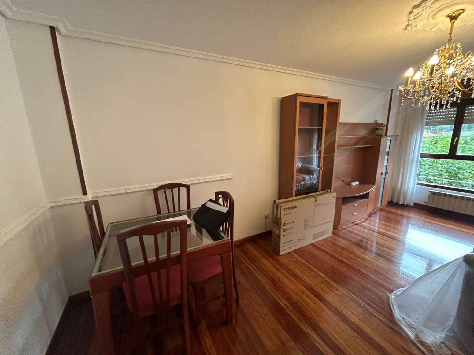 Dining room of Flat to rent in Los Corrales de Buelna   with Heating, Parquet flooring and Furnished