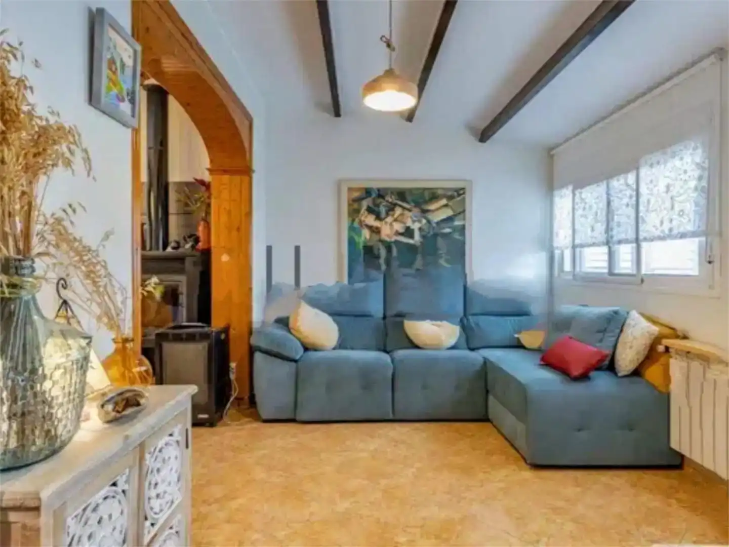 Sala d'estar de Pis de lloguer en Abrera amb Aire condicionat, Jardí privat i Parquet