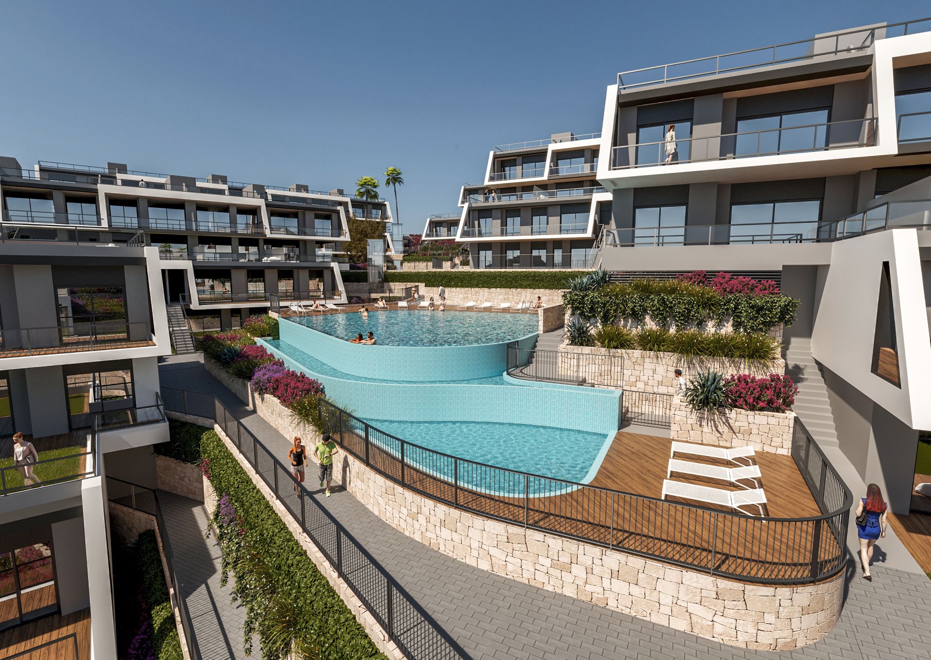 Swimming pool of Flat for sale in Santa Pola  with Air Conditioner, Heating and Microwave