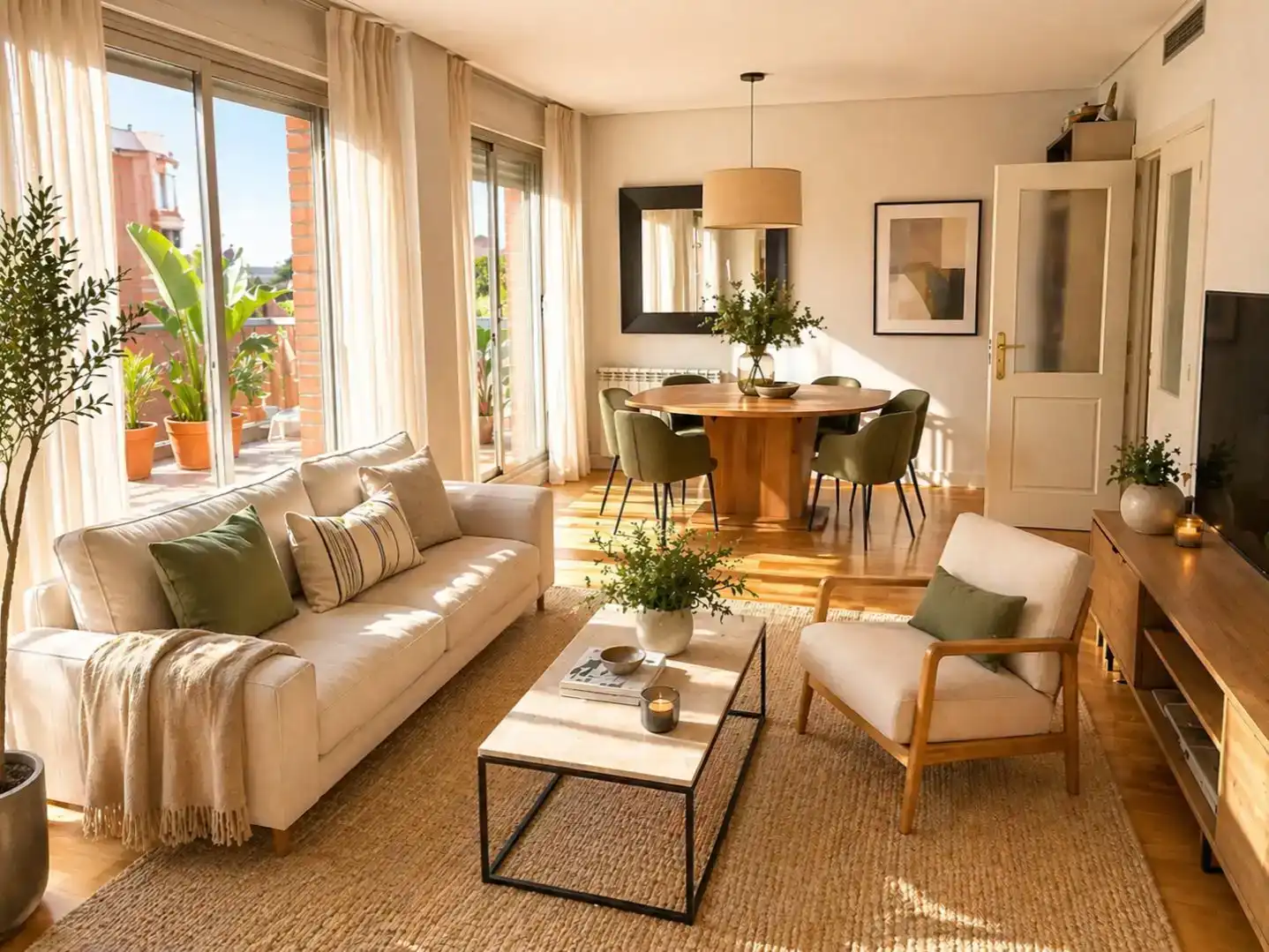 Sala d'estar de Apartament de lloguer en  Madrid Capital amb Aire condicionat, Piscina i Balcó