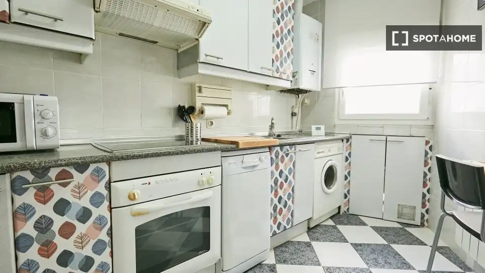 Cuina de Pis de lloguer en Madrid amb Aire condicionat, Calefacció i Moblat
