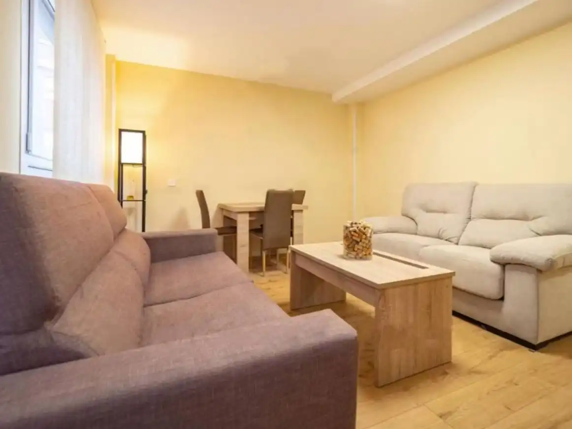 Sala d'estar de Pis de lloguer en Gijón  amb Calefacció, Parquet i Moblat