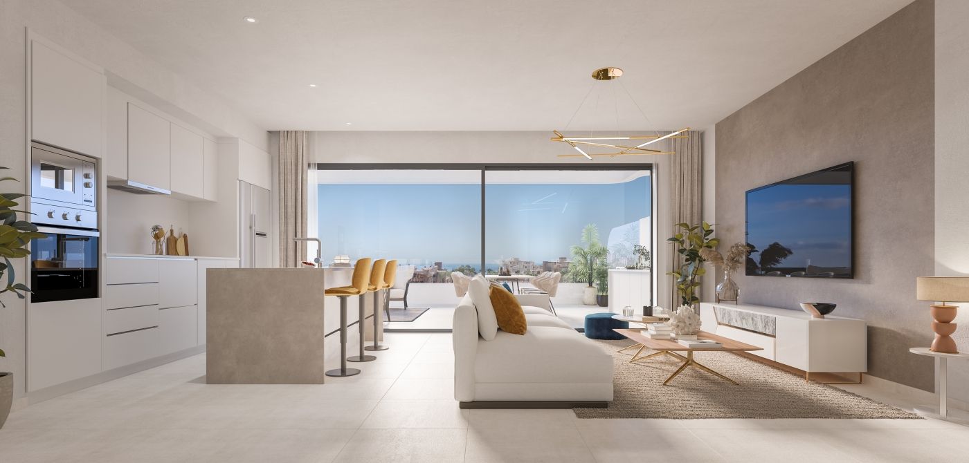 Living room of Flat for sale in Estepona  with Heating, Terrace and Swimming Pool