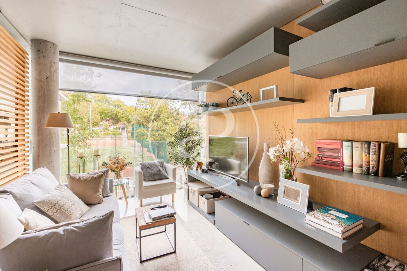 Living room of Flat to rent in  Madrid Capital  with Air Conditioner, Heating and Private garden
