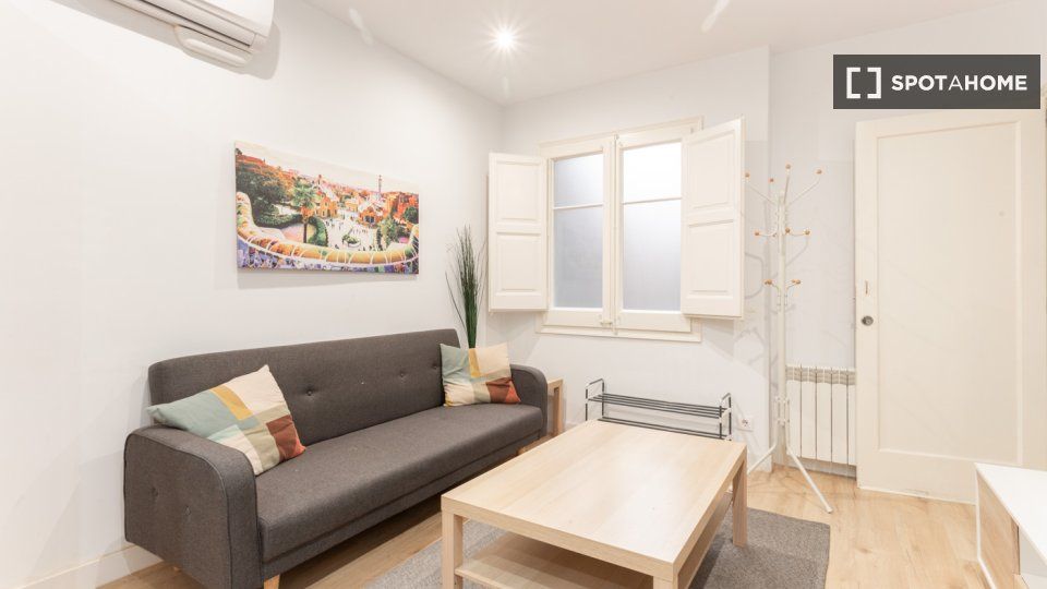 Sala d'estar de Pis de lloguer en  Barcelona Capital amb Aire condicionat, Calefacció i Moblat