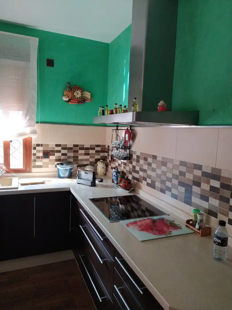 Cuina de Casa o xalet en venda en Villanueva del Río y Minas amb Aire condicionat, Jardí privat i Terrassa