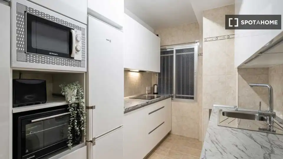 Kitchen of Flat for share in Madrid  with Air Conditioner, Terrace and Furnished
