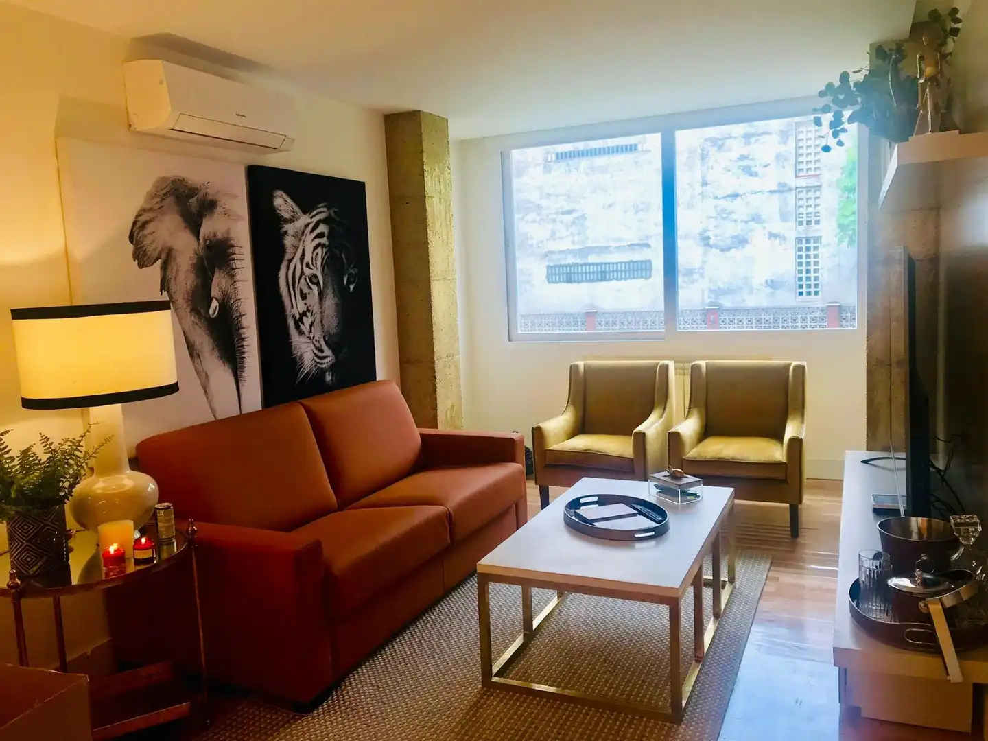 Living room of Flat for sale in  Madrid Capital  with Air Conditioner, Private garden and Balcony