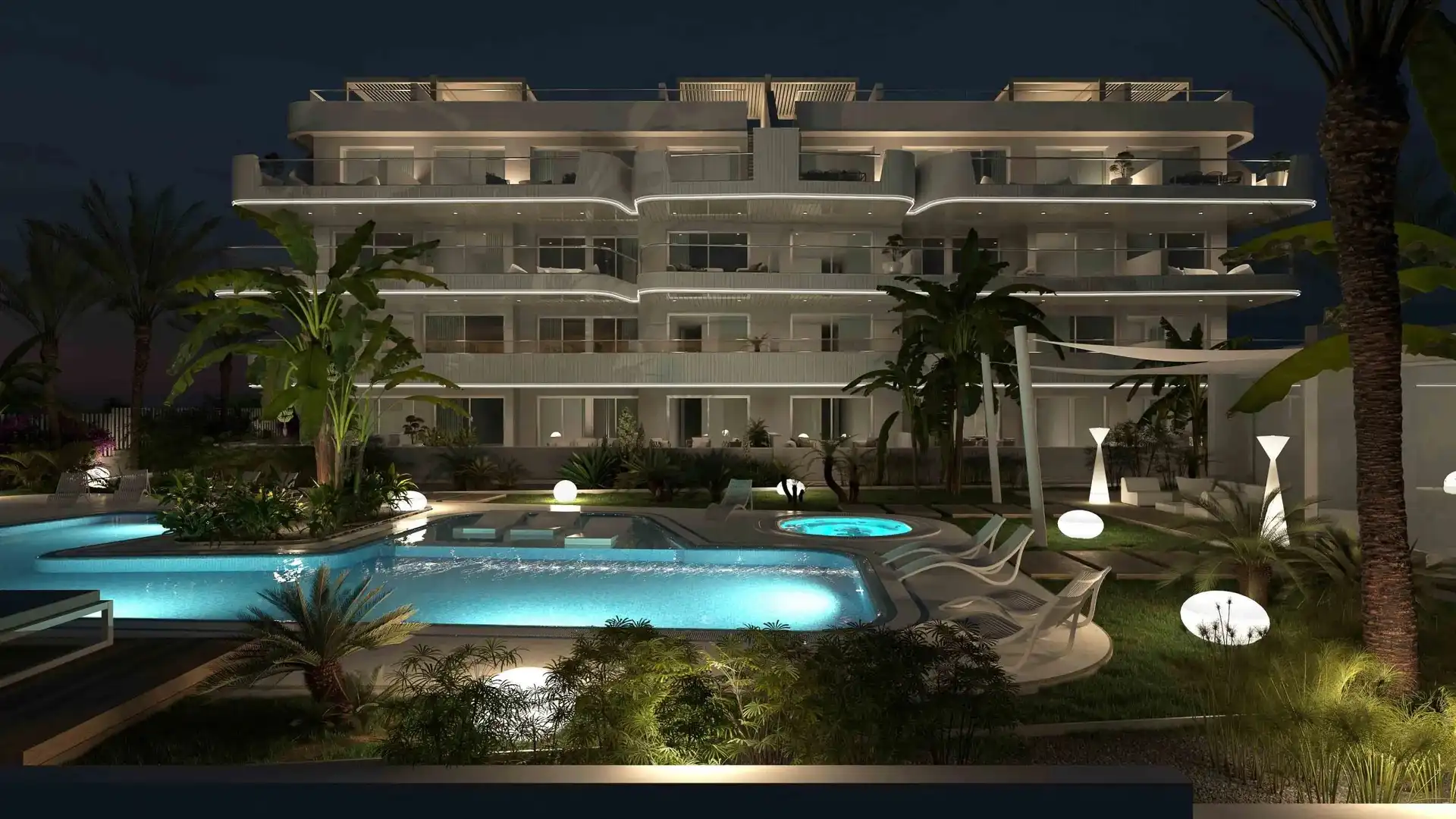 Schwimmbecken von Wohnungen zum Verkauf in Moraira mit Klimaanlage, Privatgarten und Möbliert
