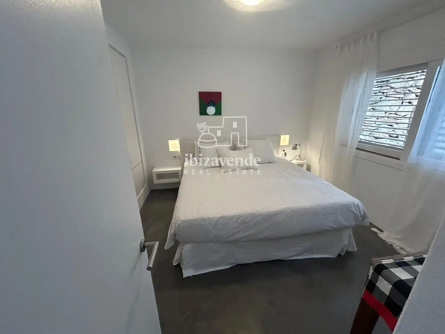 Schlafzimmer von Einfamilien-Reihenhaus zur Miete in Santa Eulària des Riu mit Klimaanlage, Heizung und Terrasse