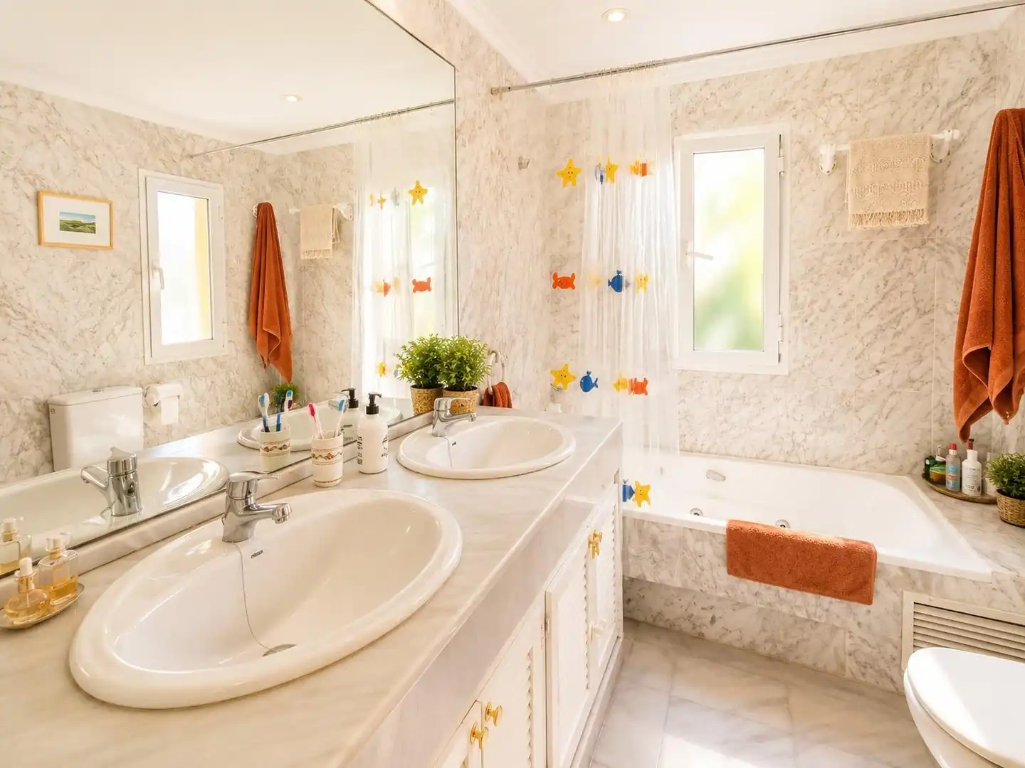 Badezimmer von Einfamilien-Reihenhaus zum Verkauf in Estepona mit Heizung, Privatgarten und Terrasse