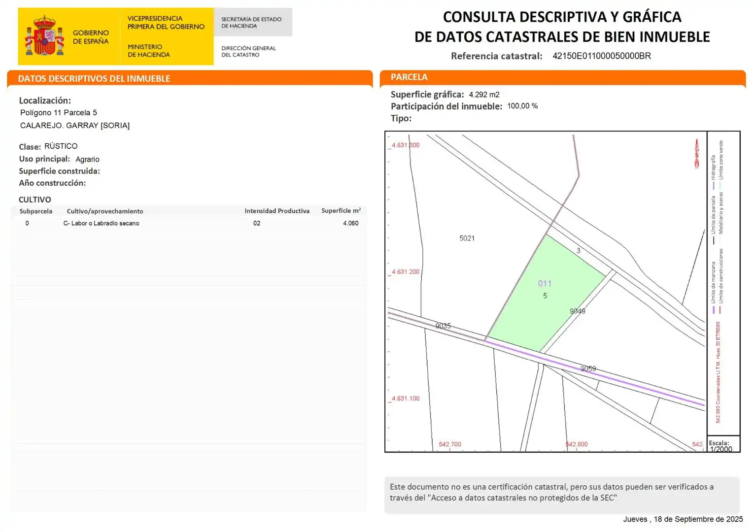 Land for sale in Garray