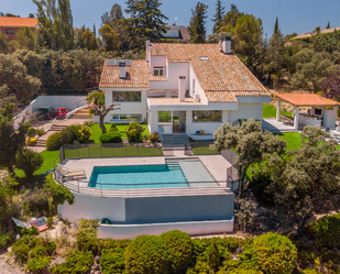 Exterior view of Single-family semi-detached for sale in Las Rozas de Madrid  with Air Conditioner, Terrace and Swimming Pool