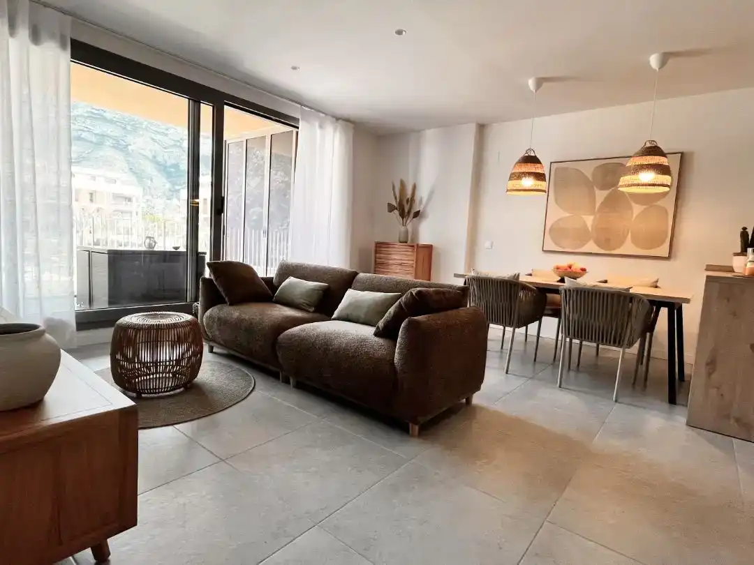 Wohnzimmer von Wohnung zur Miete in Dénia mit Klimaanlage und Schwimmbad