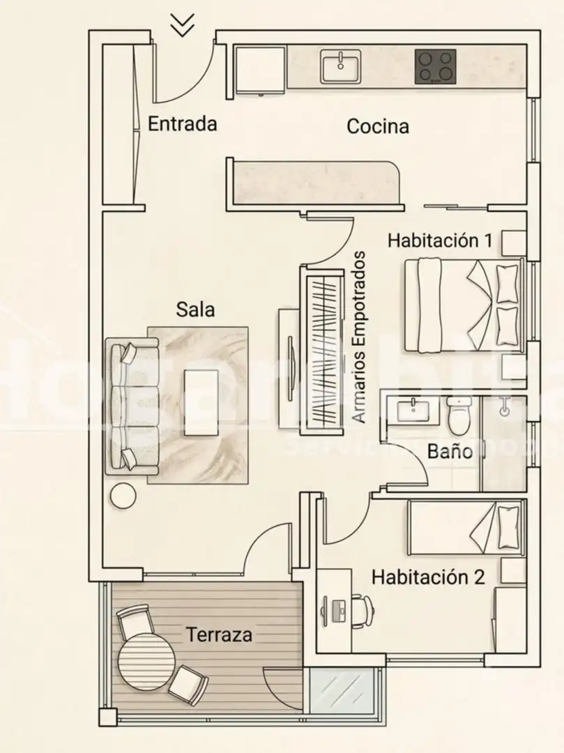 Flat for sale in Vera  with Air Conditioner, Private garden and Terrace