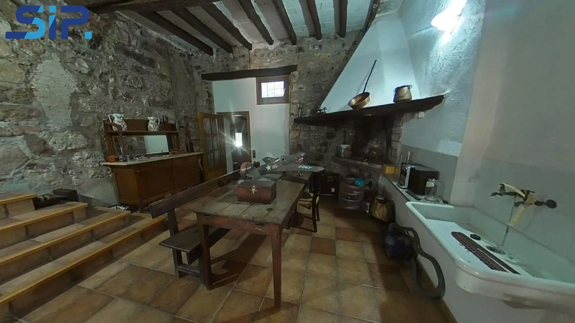 Cocina de Finca rústica en venta en Pontons con Jardín privado, Terraza y Piscina