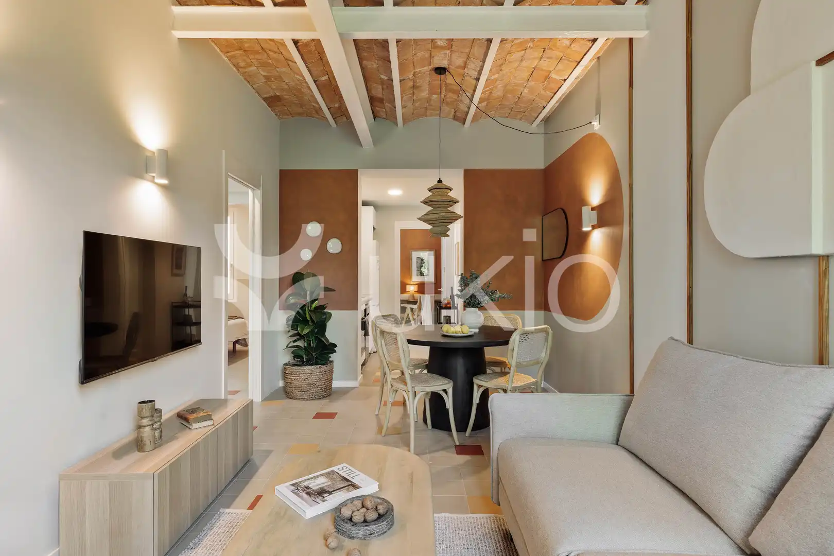Sala de estar de Apartamento de alquiler en Barcelona con Aire acondicionado, Calefacción y Amueblado