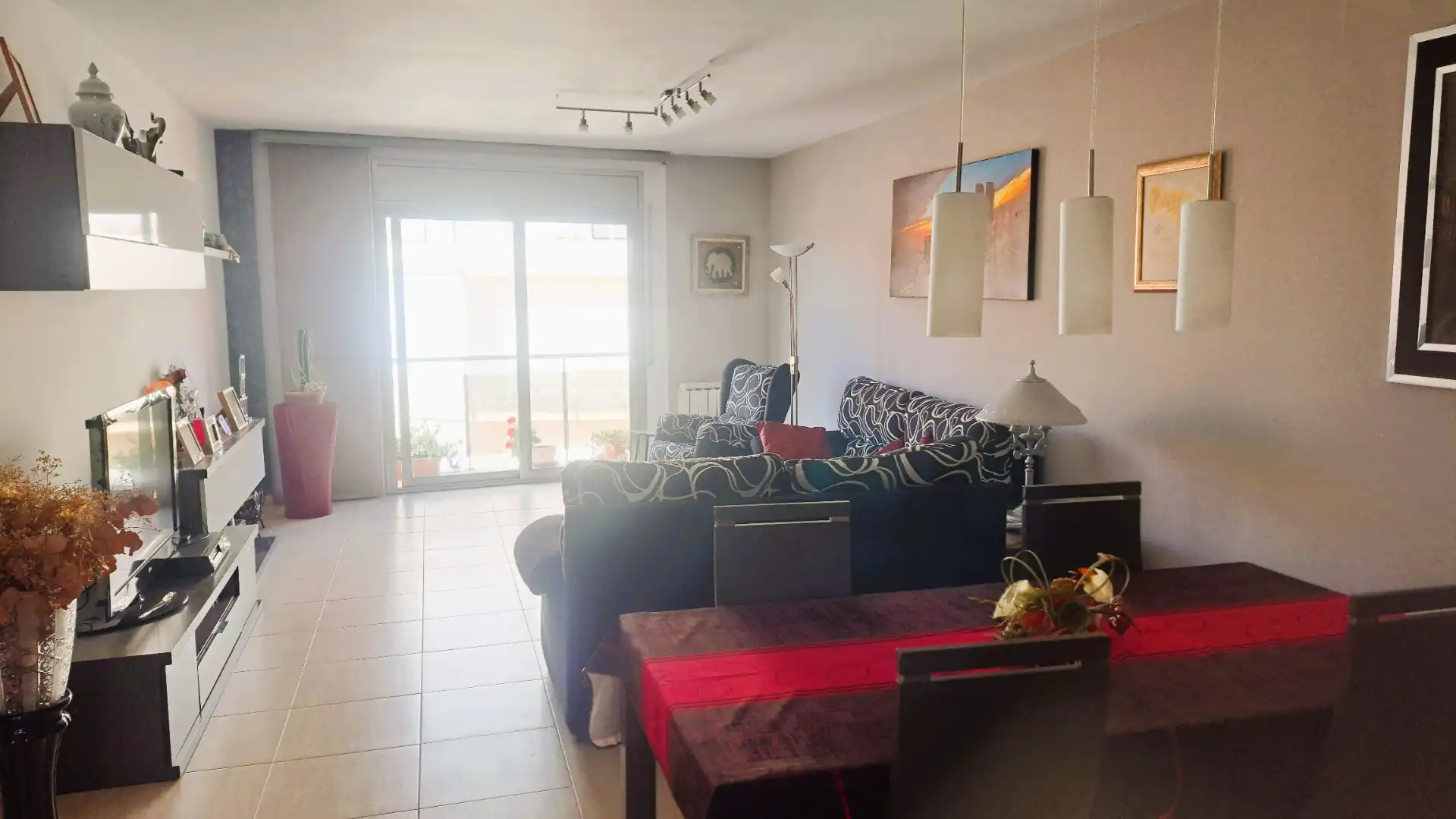 Living room of Flat for sale in Blanes  with Heating, Terrace and Furnished