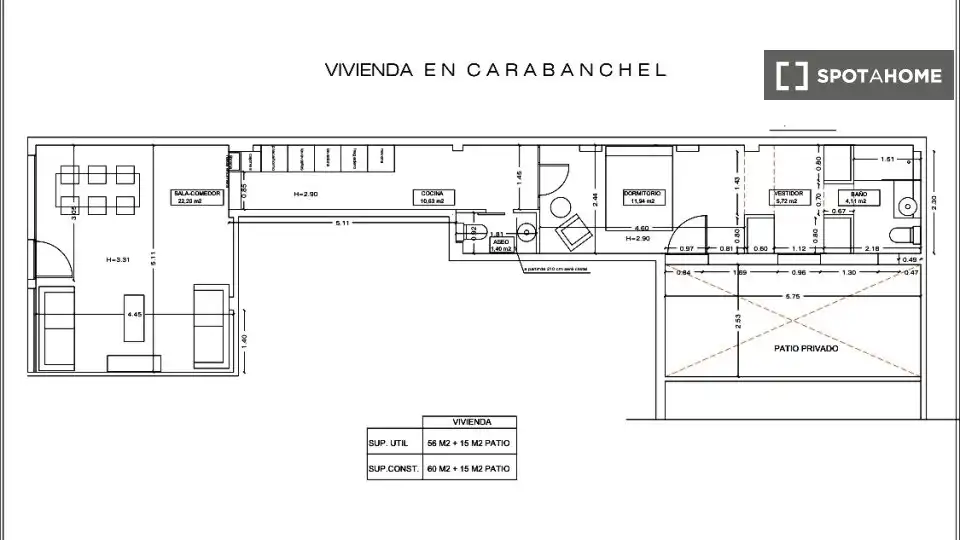 Flat for rent in Madrid  with Air Conditioner, Heating and Furnished