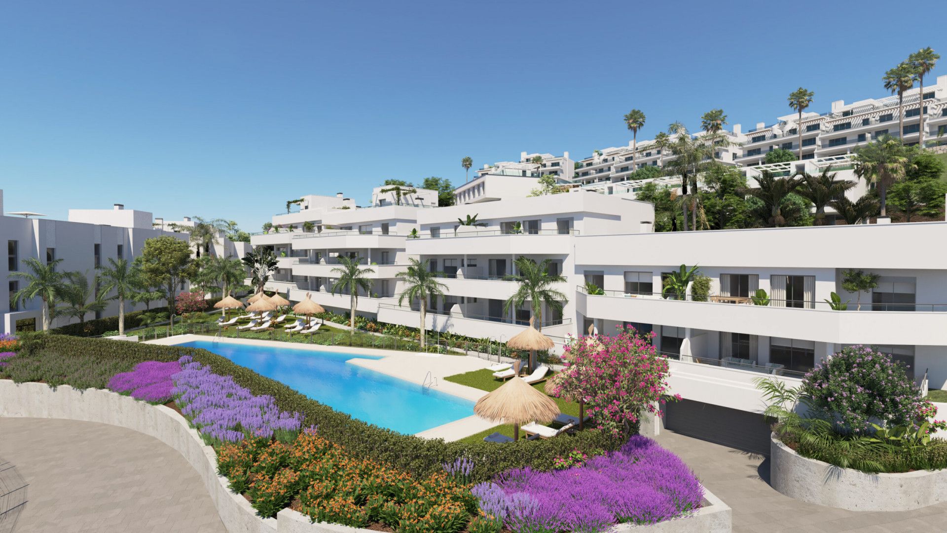 Vista exterior de Planta baixa en venda en Estepona amb Aire condicionat, Jardí privat i Terrassa