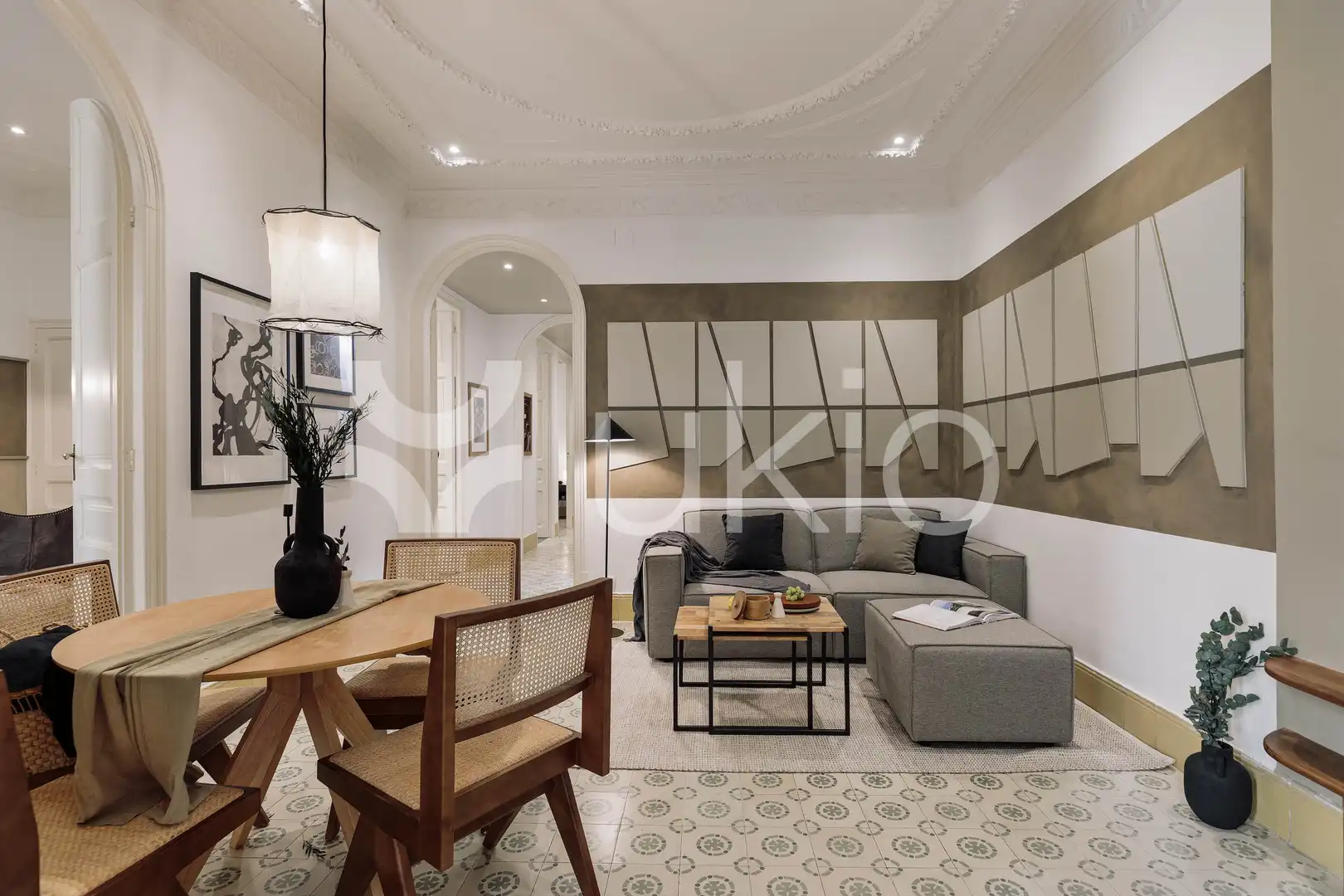 Sala de estar de Apartamento de alquiler en Barcelona con Aire acondicionado, Calefacción y Amueblado