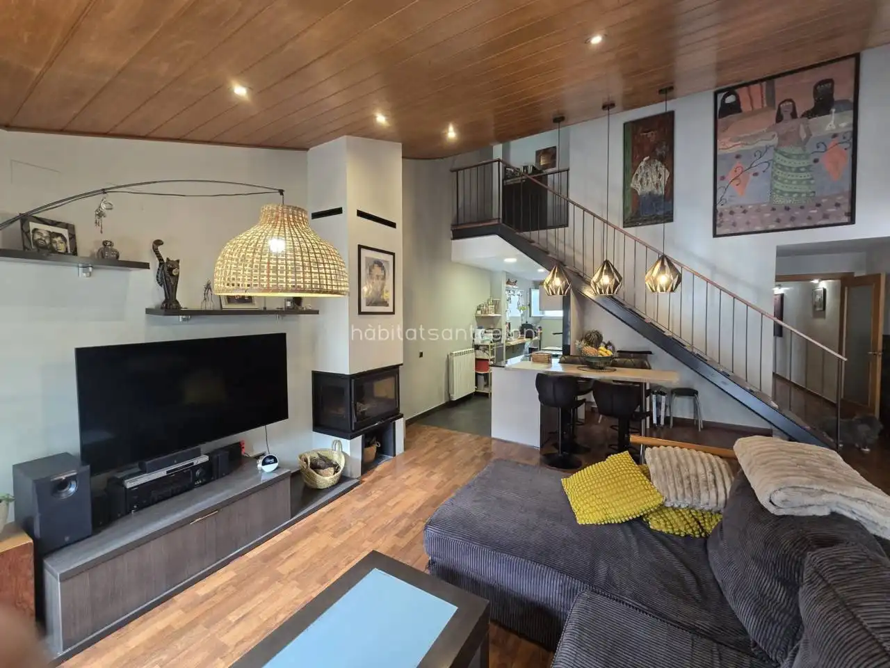 Living room of Duplexes for sale in Sant Celoni  with Heating, Parquet flooring and Terrace