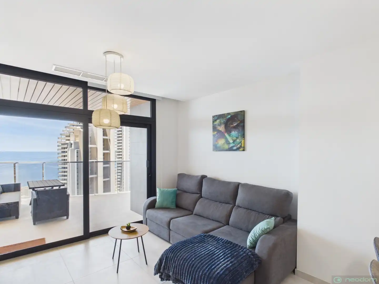 Wohnzimmer von Wohnung zur Miete in Benidorm mit Klimaanlage, Heizung und Terrasse