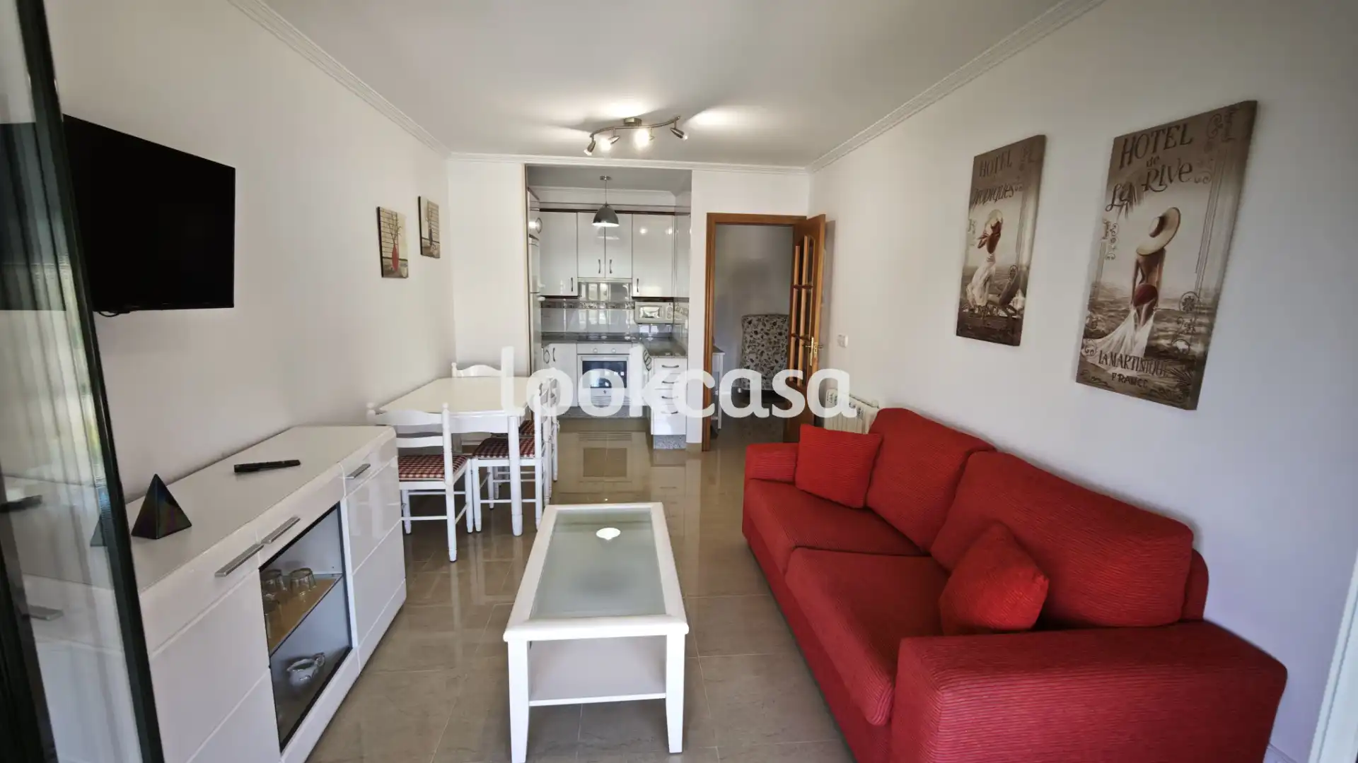 Living room of Flat for sale in Sanxenxo  with Heating, Private garden and Parquet flooring