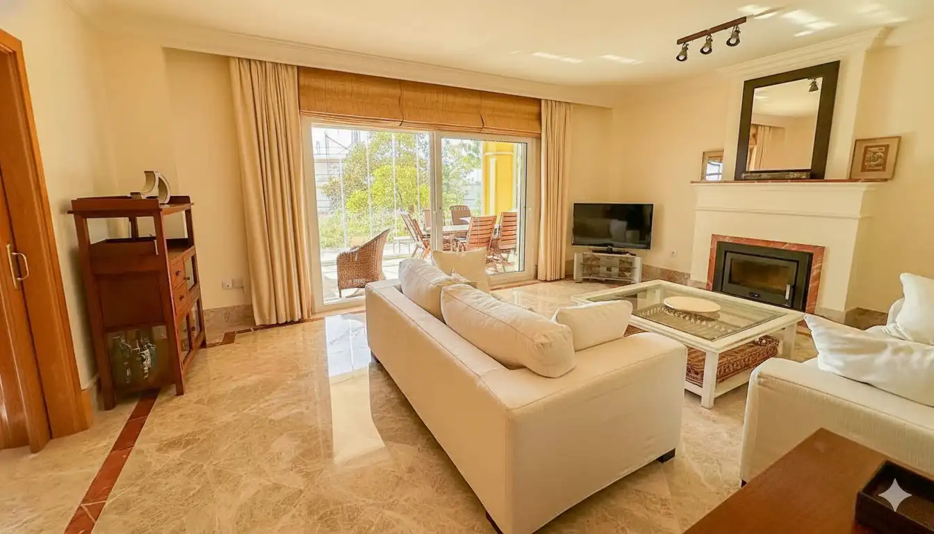 Sala de estar de Casa adosada de alquiler en Marbella con Aire acondicionado, Jardín privado y Terraza