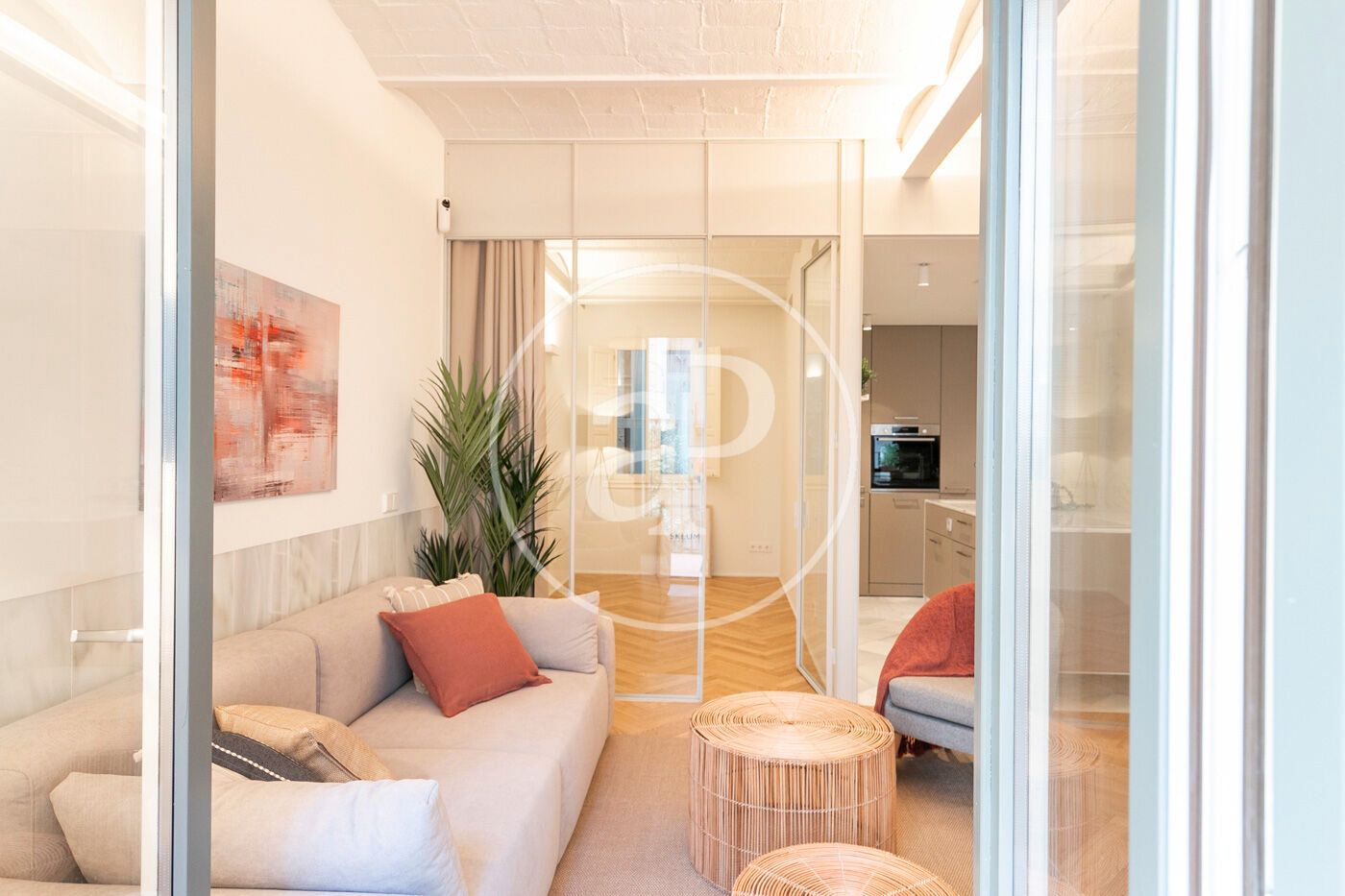 Sala de estar de Piso de alquiler en  Barcelona Capital con Aire acondicionado, Calefacción y Terraza
