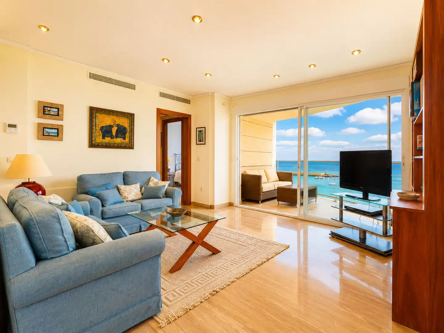 Sala de estar de Apartamento en venta en Calpe / Calp con Aire acondicionado, Calefacción y Jardín privado
