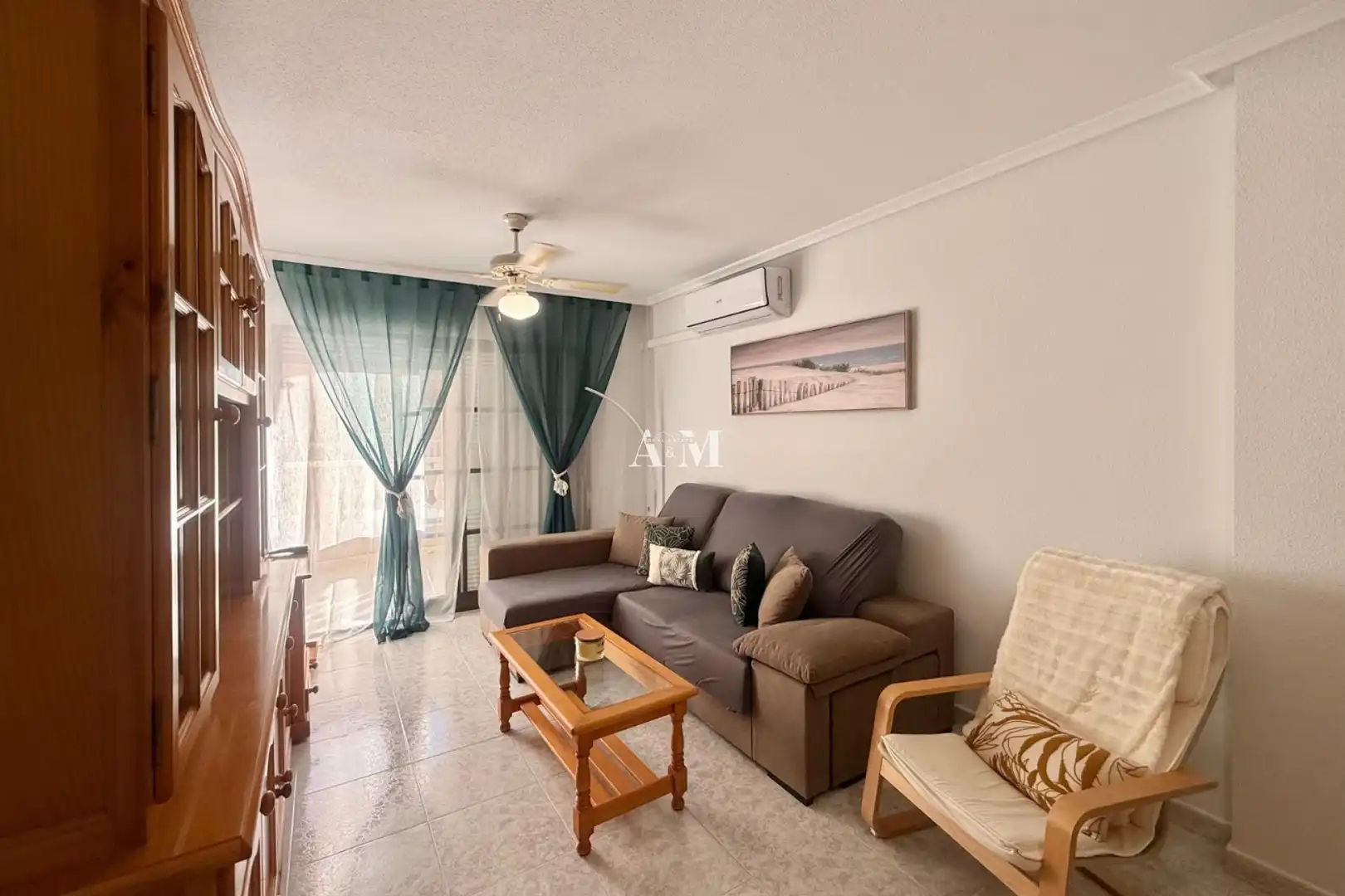 Wohnzimmer von Wohnung zur Miete in Guardamar del Segura mit Klimaanlage, Heizung und Terrasse
