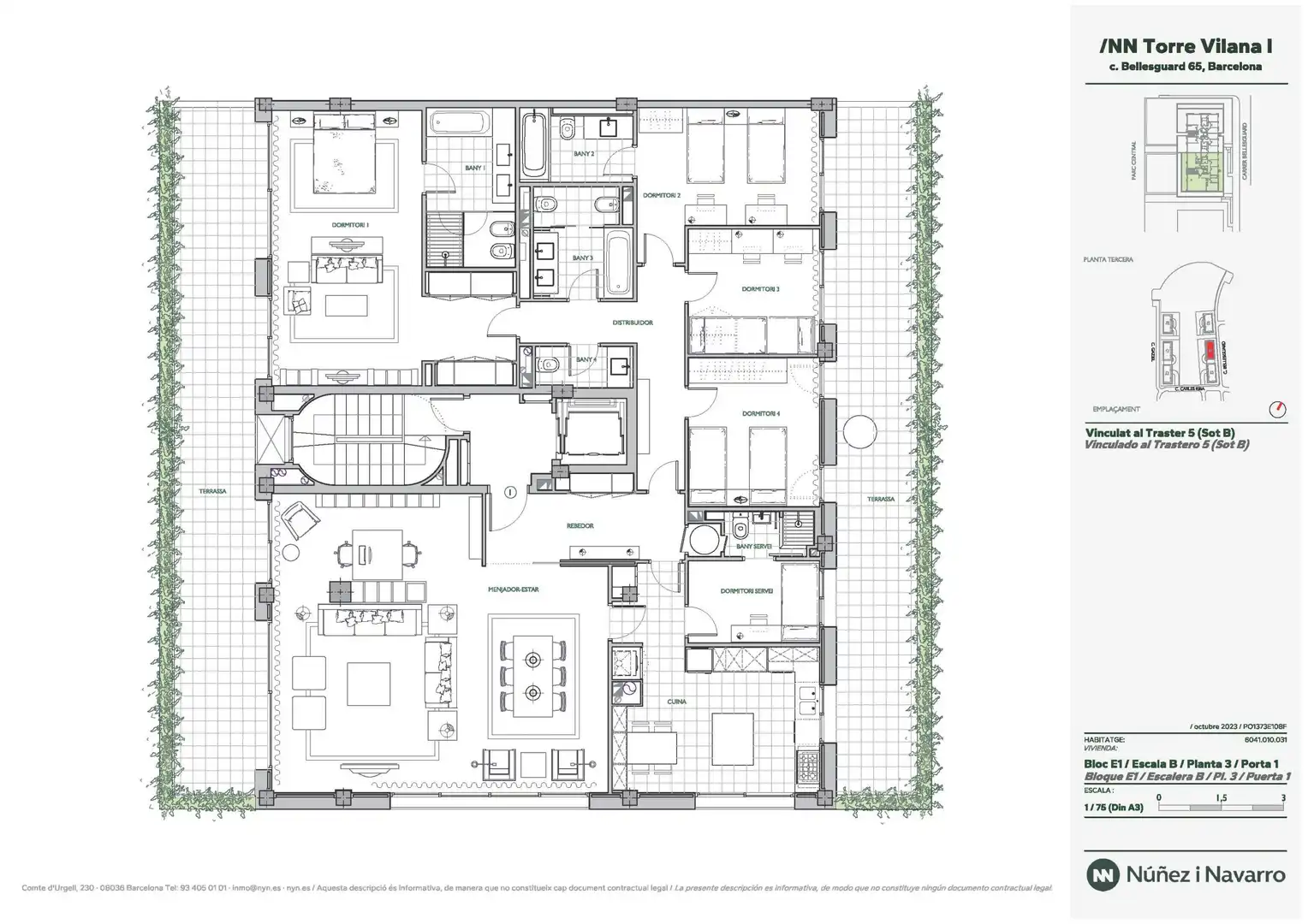Flat for rent in Barcelona  with Private garden, Parquet flooring and Terrace