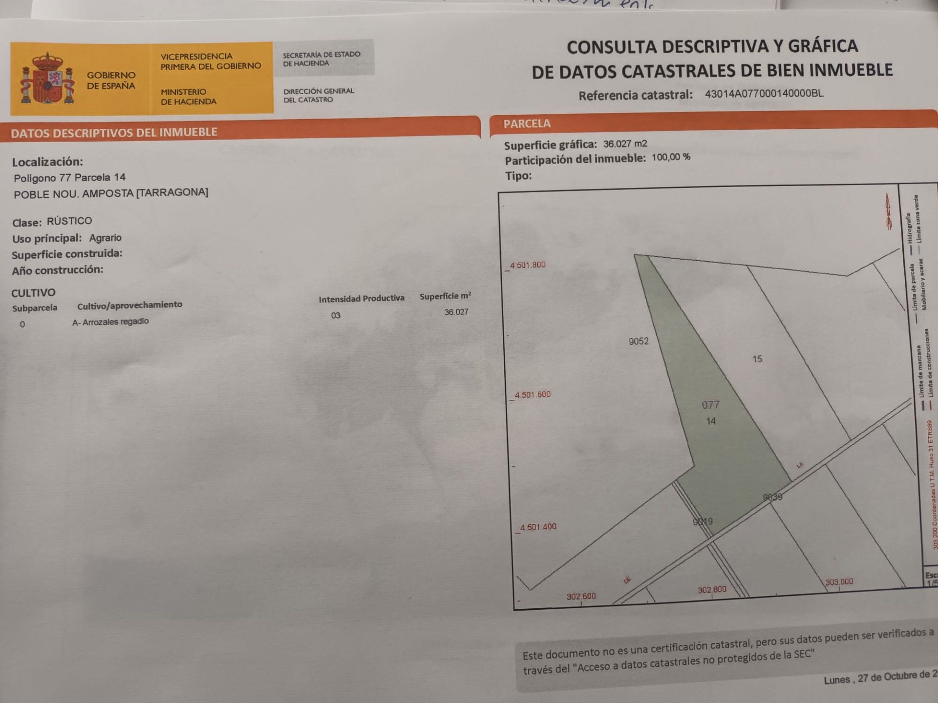 Land for sale in Amposta