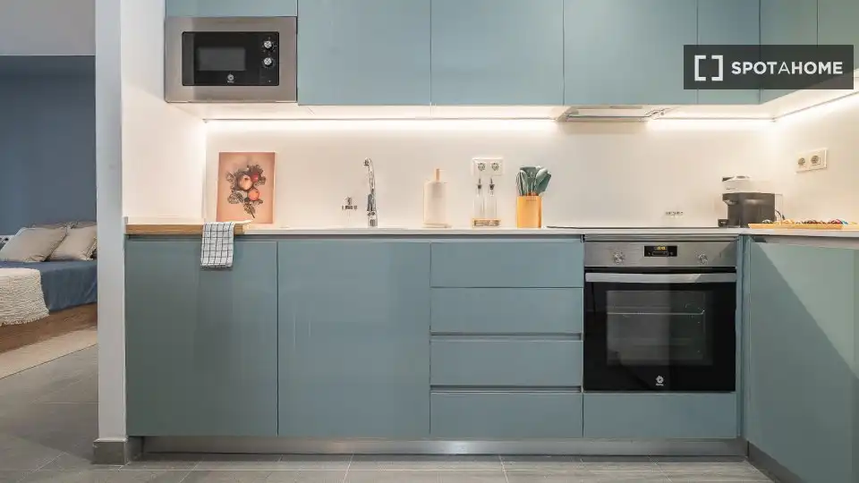 Cocina de Piso para compartir en Barcelona con Aire acondicionado, Calefacción y Terraza