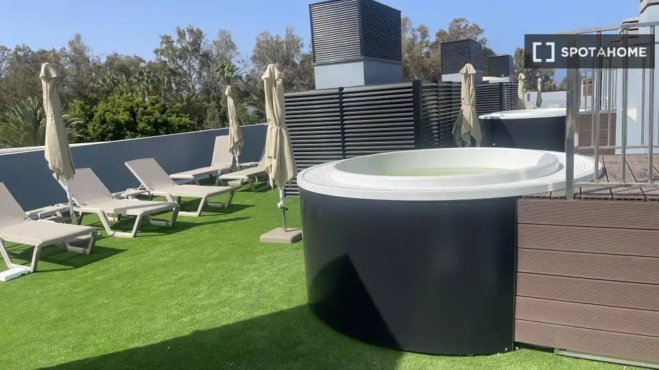 Terraza de Estudio para compartir en Mogán con Aire acondicionado, Terraza y Amueblado
