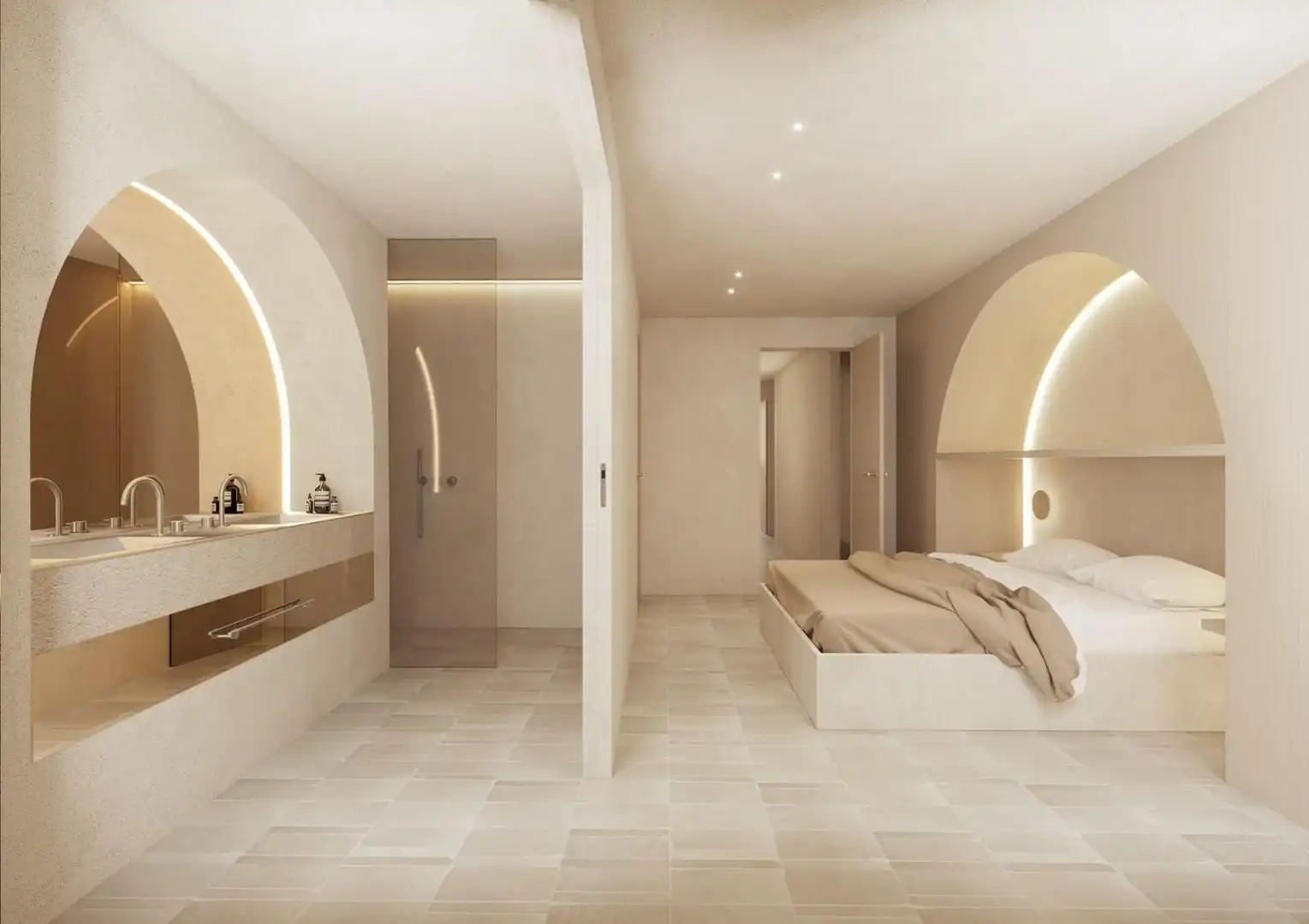 Schlafzimmer von Einfamilien-Reihenhaus zum Verkauf in Pollença mit Klimaanlage, Heizung und Terrasse