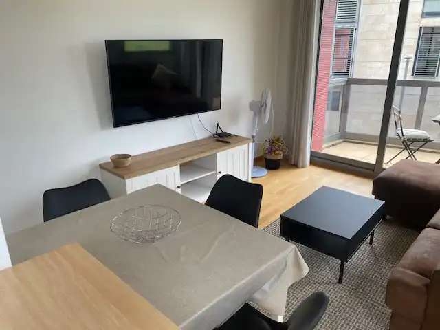 Sala de estar de Apartamento en venta en Baiona con Calefacción, Parquet y Terraza