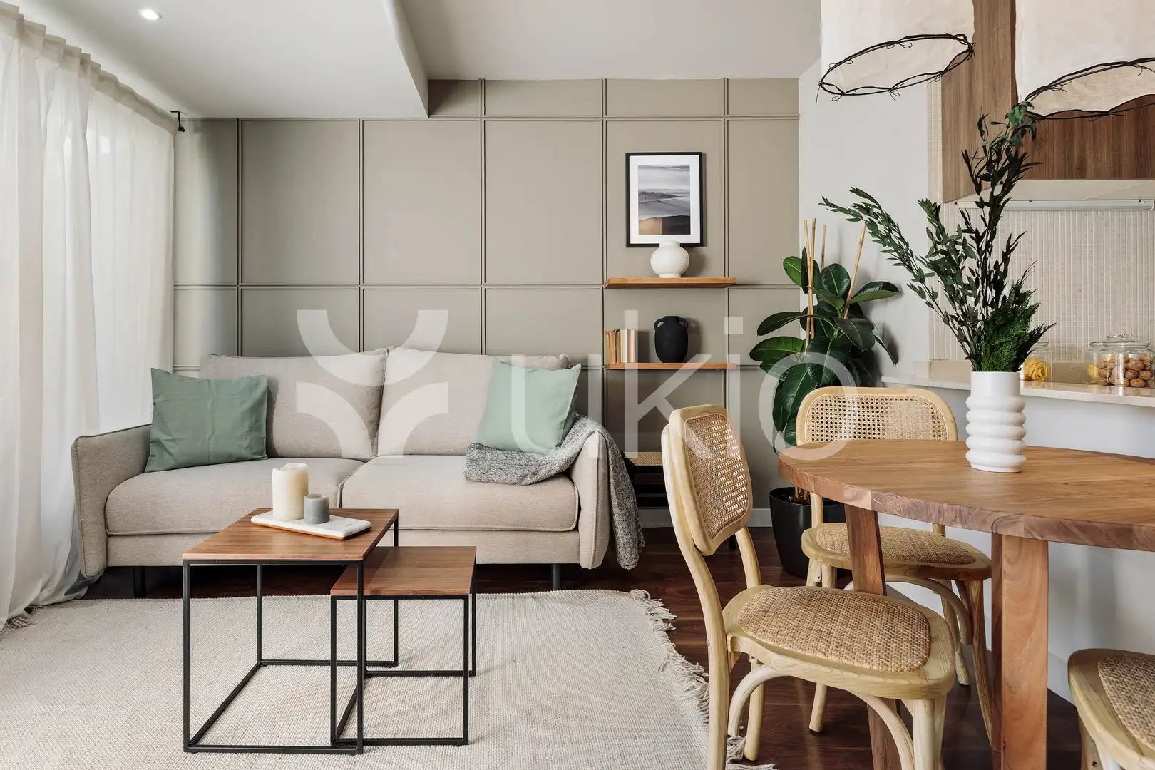 Sala de estar de Apartamento de alquiler en Barcelona con Aire acondicionado, Calefacción y Terraza