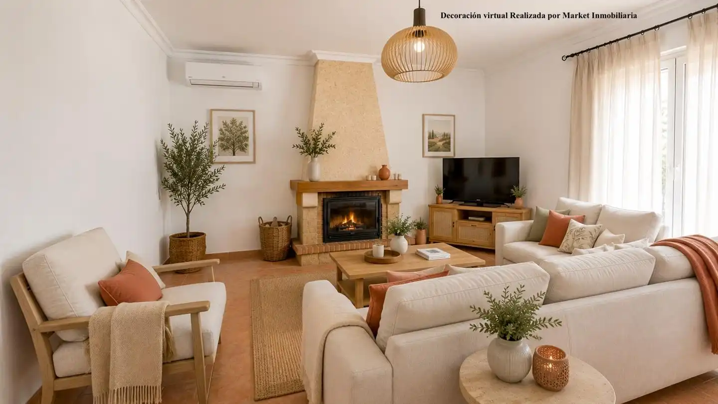 Sala d'estar de Casa o xalet en venda en Elche / Elx amb Aire condicionat, Jardí privat i Terrassa