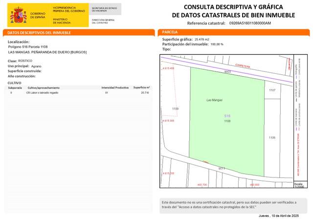 Terreno en Venta en Terreno el Palomar, 35 en Peñaranda de Duero
