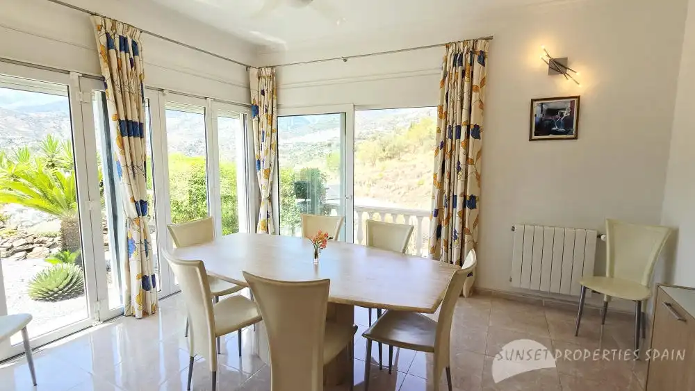 Dining room of Houses for sale in Cómpeta  with Air Conditioner, Private garden and Swimming Pool